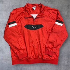 Red Oak Vintage Y2K 1/4 Zip UGA Georgia Bulldogs Pullover Windbreaker Red Mens L